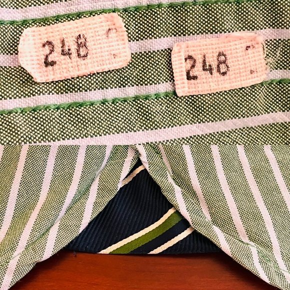 Tommy Hilfiger Mens Striped Button Up Long Sleeve Shirt Green and White Shirt - Picture 8 of 11